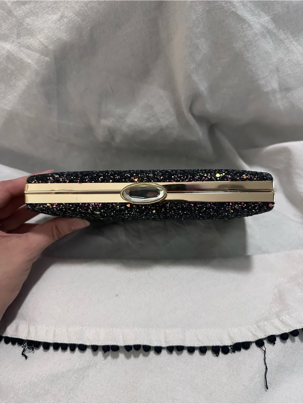 Sparkle Evening Clutch in Black Glitter